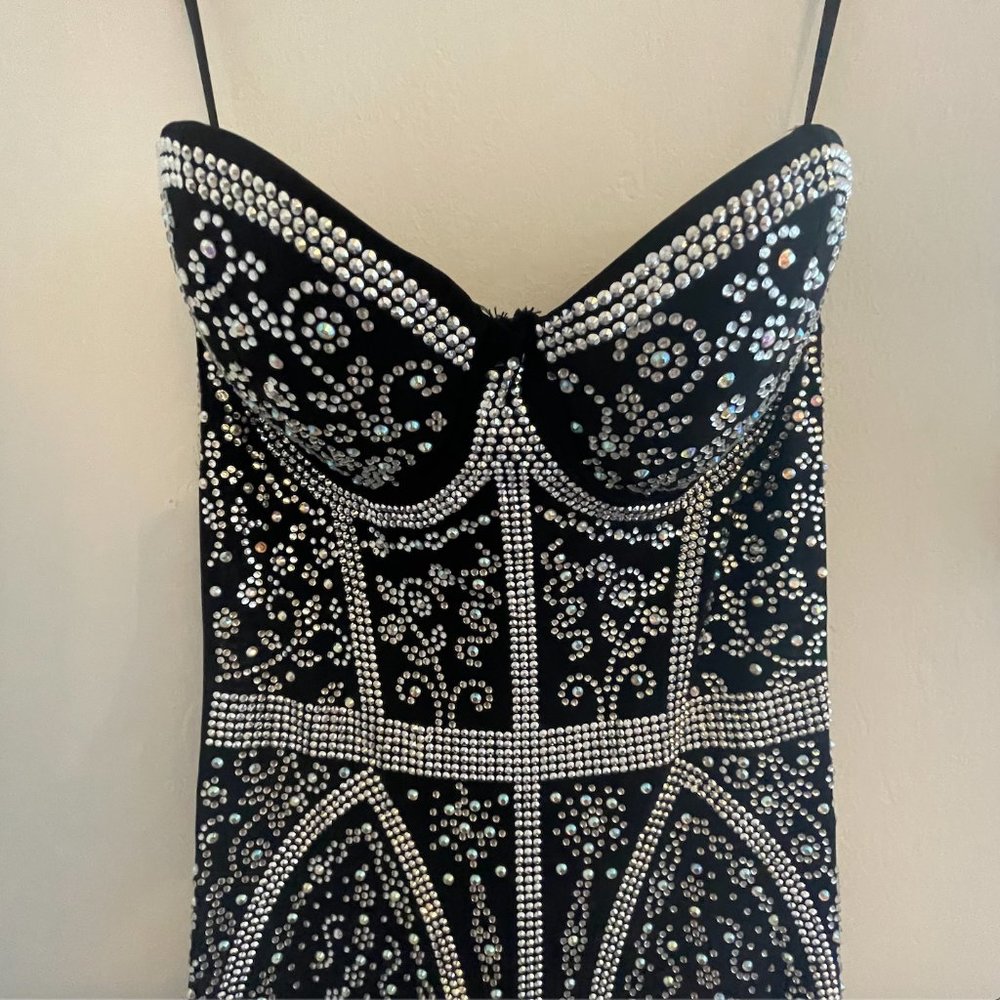 Black Maxi Sequined Strapless Gown